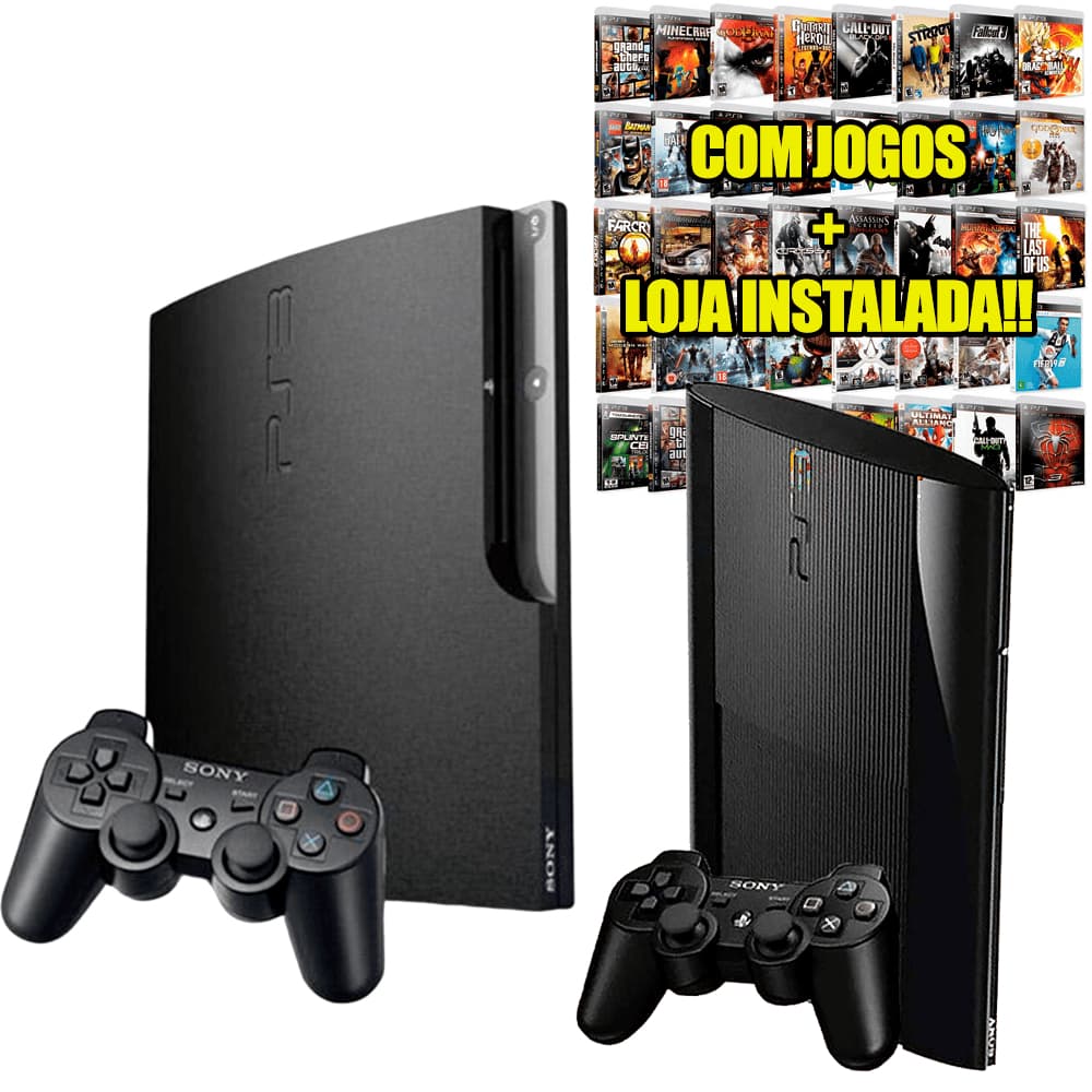 Playstation 3 PS3 Slim ou Super Slim HEN 500Gb com Lojas