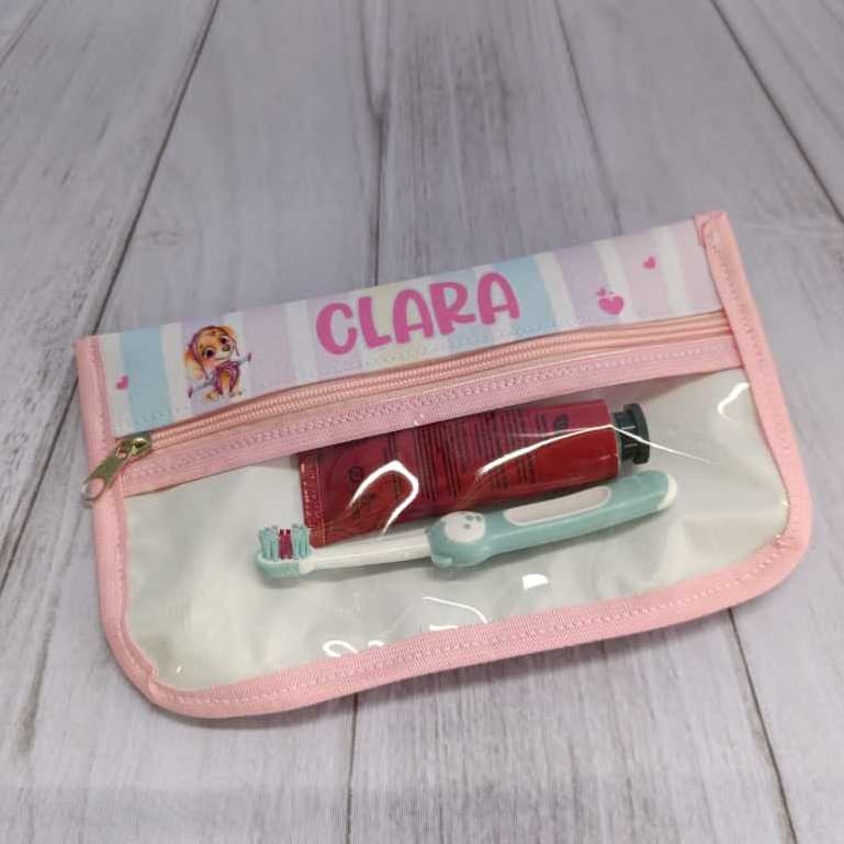 Estojo Bucal Infantil Personalizado Skye Nome Porta Escova Creche Escola Viagem Patrulha Canina