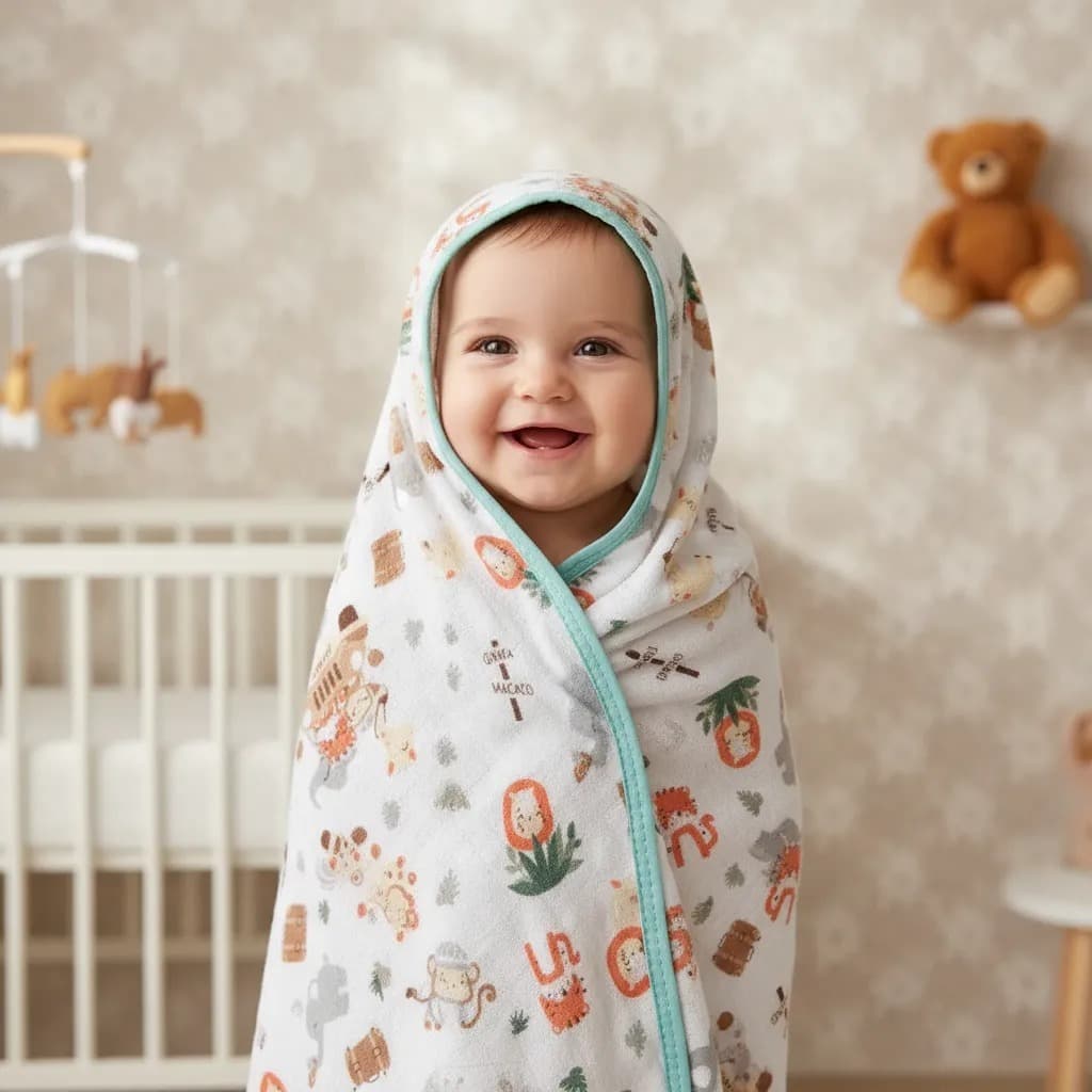 Toalha de Banho Bebe Infantil Soft 100% Algodão com Capuz Enxoval Macia