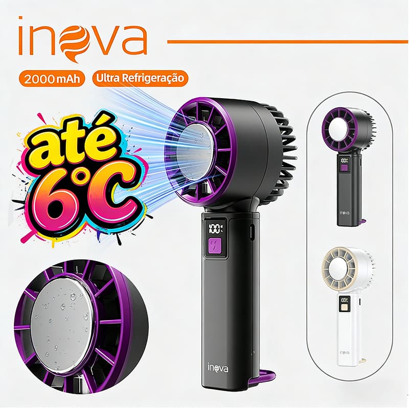 Inova Ventilador Portátil 100 Modos De mini Pequeno Dobrável digital De Escritório Presente