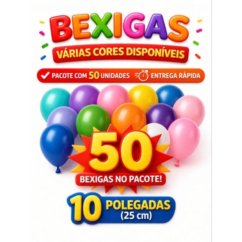 Kit 50un Balões Bexiga Liso  10 polegadas Colorido Aniversário Festa Casamento Cores Sortidas Escolha a Cor