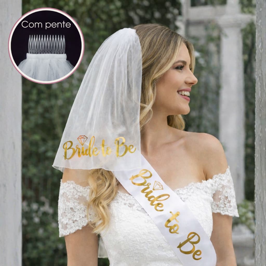 Kit véu e faixa bride to be noiva despedida de solteira festa chá de lingerie noivado dourado rose