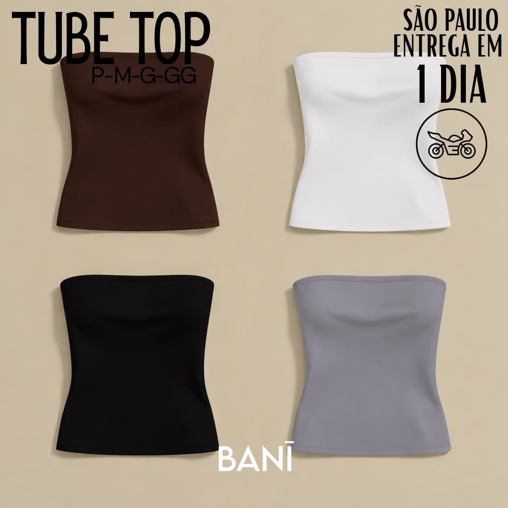 Tube Top: Suplex Faixa Blusa Feminino Duplo Cropped Tubinho Básico Suplex Blogueira Premium