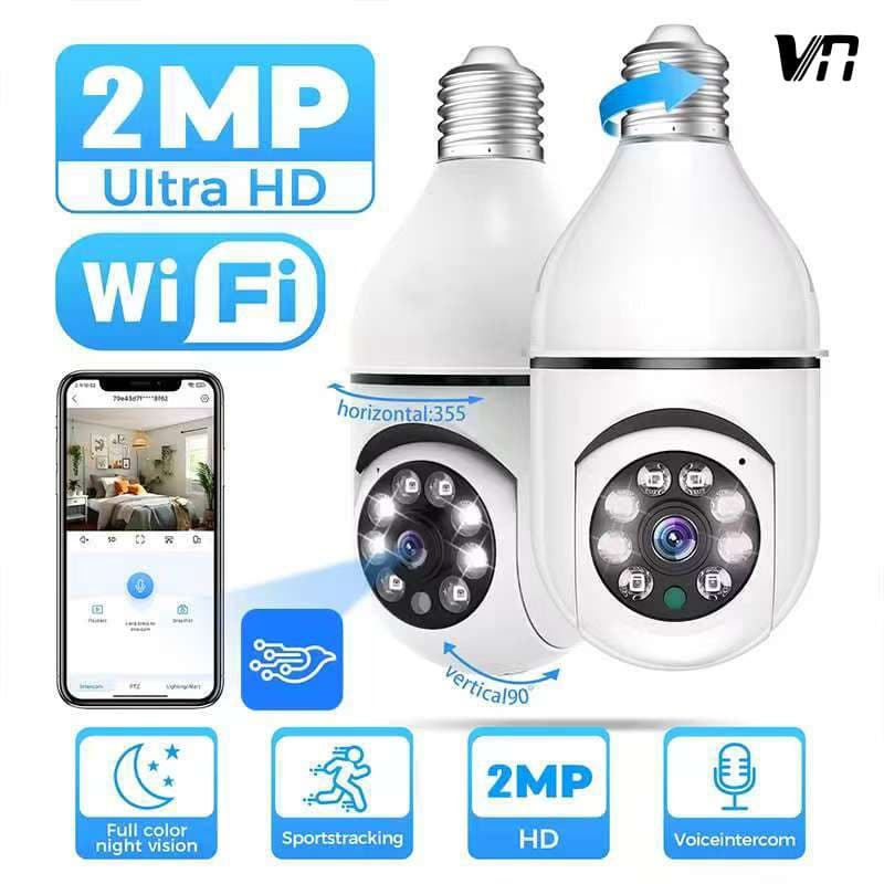 Câmera de Segurança WiFi IP V360 Soquete E27 360° PTZ 2.4GHz Full HD Visão Noturna Sem Fio 8177