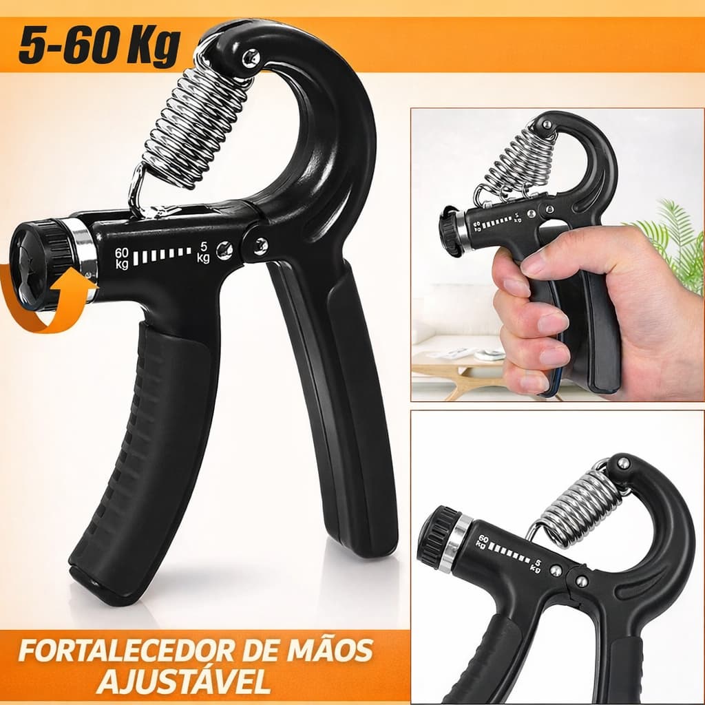 Hand Grip Flexor De Punho Exercício Para Mãos Ajustável Mola Treinar Antebraço 60kg