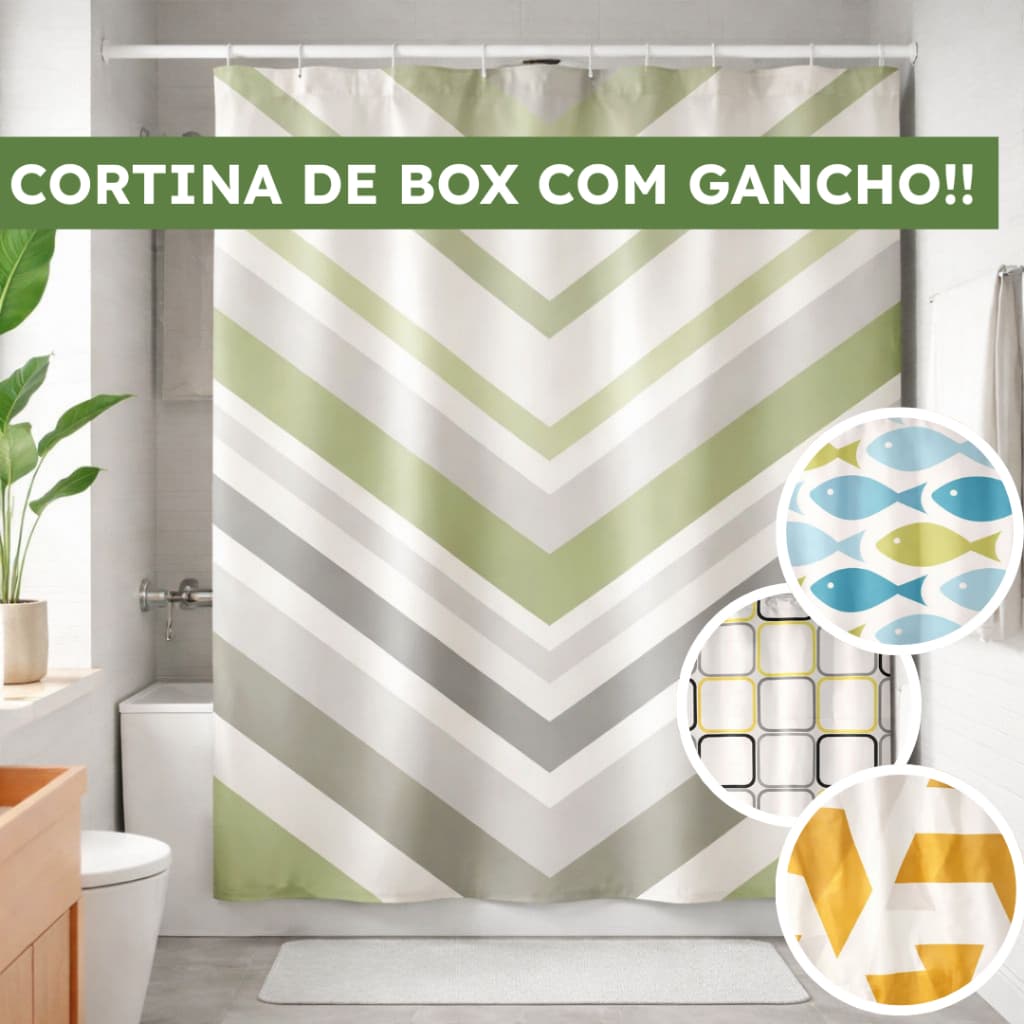 Cortina para box banheiro estampada AntiMofo Resistente PVC Estampada |3997| Lançamento