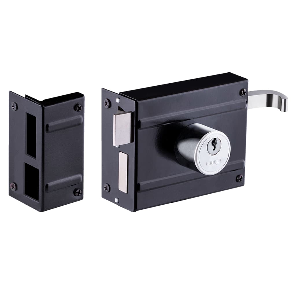 Fechadura Aliança F1500 Sobrepor Preto Fosco para Portão de Aço Original