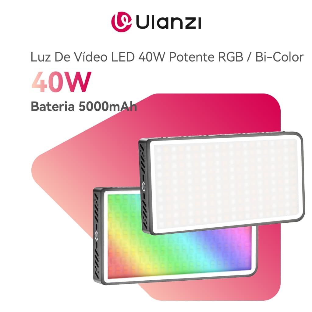 ULANZI Luz De Vídeo LED 40W Potente RGB / Bi-Color Pocket Light Bateria 5000mAh Para Vlog E Foto