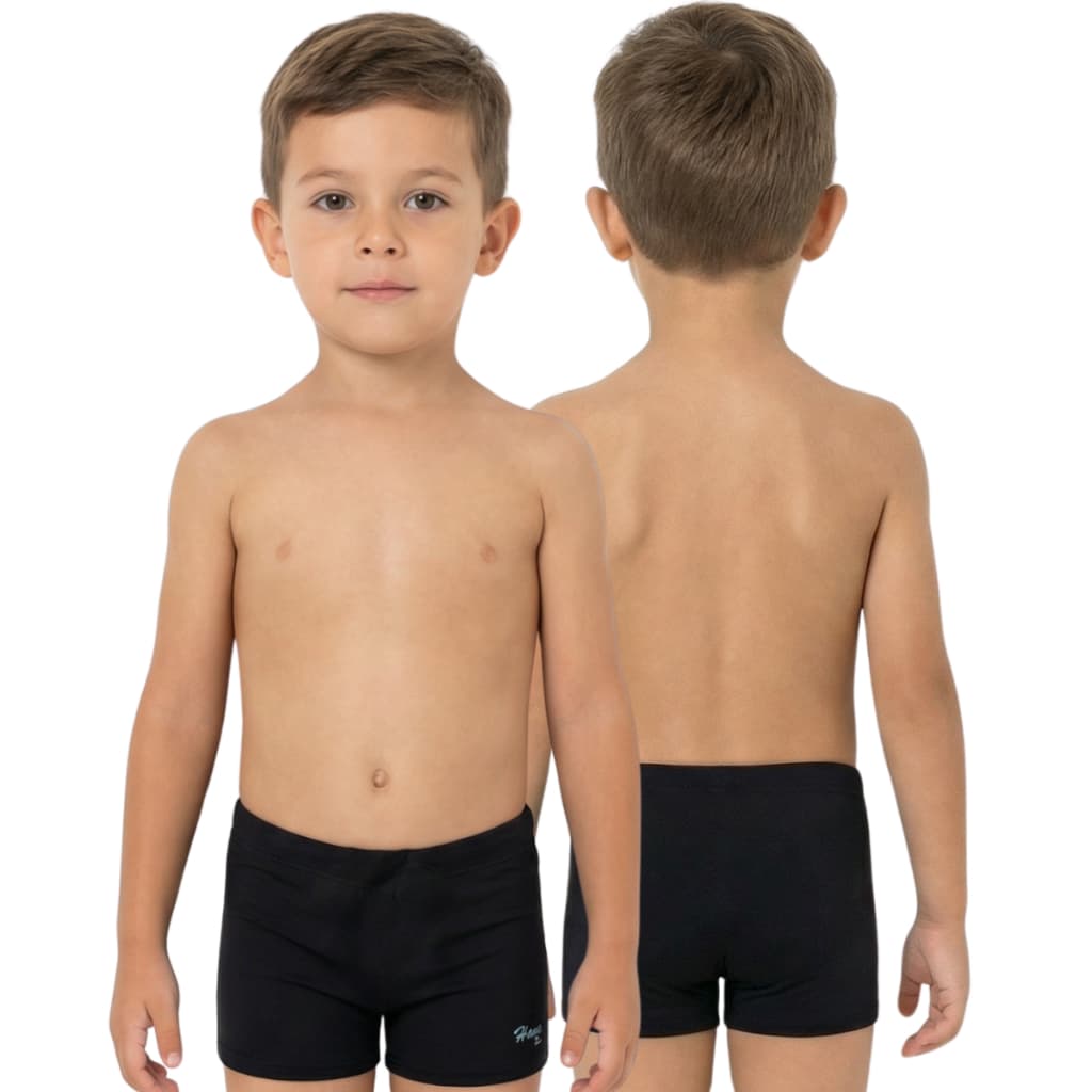 Sunga Box Lisa infantil/juvenil praia/piscina com proteção UV 50+  2 ao 16 anos