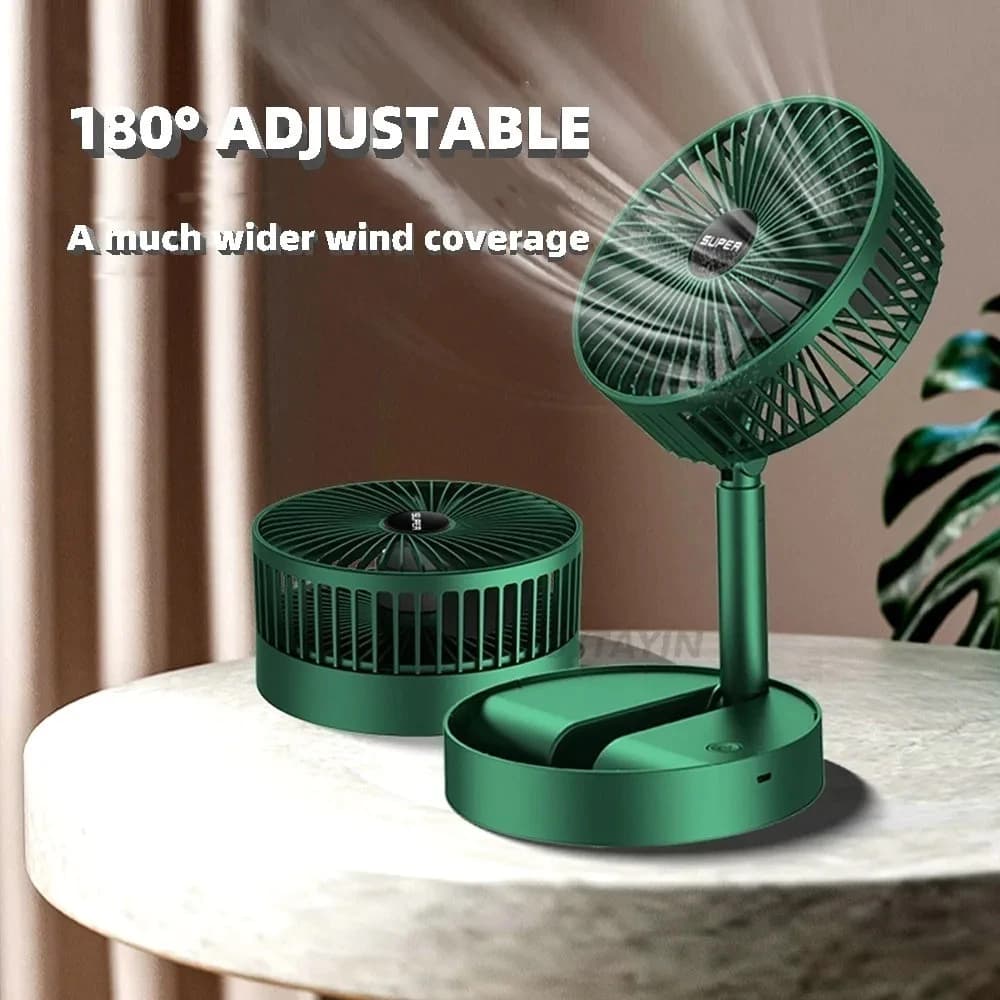 Ventilador Portátil Dobrável 180 Ajustável Doméstico Retrátil Mudo Kipas USB Recarregável Telescópico De Baixo Ruído Min