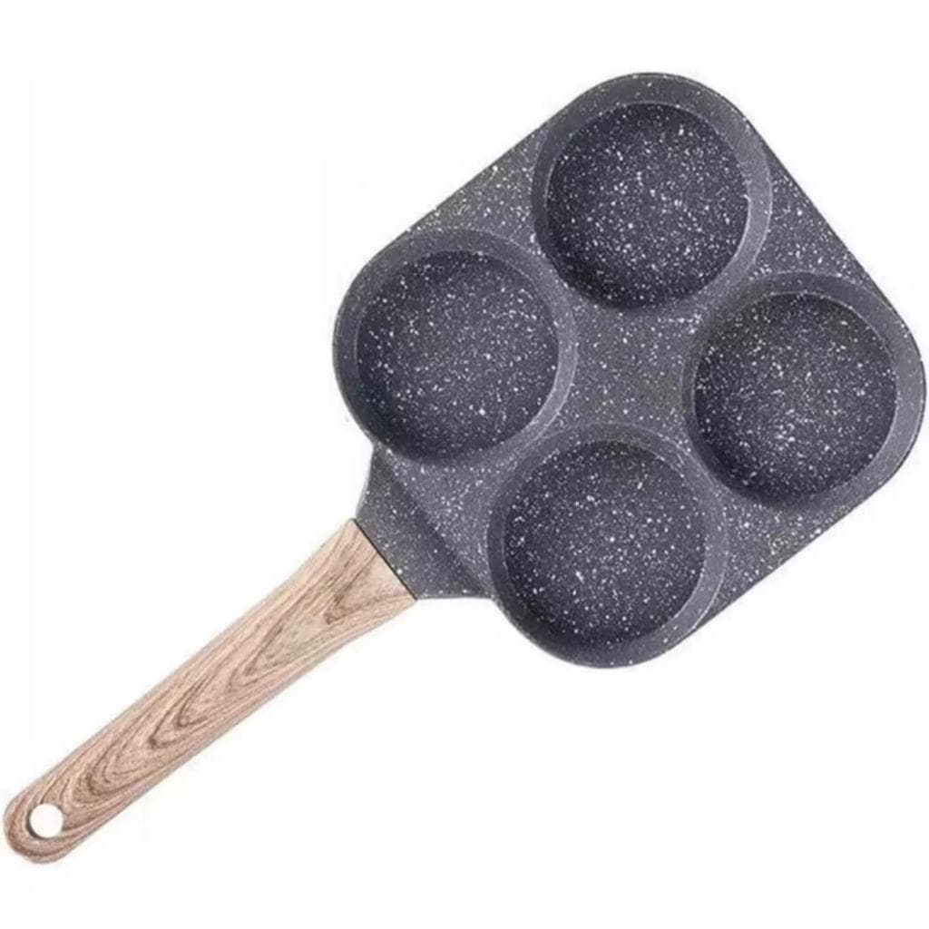 Frigideira Multifuncional Antiaderente 4 Em 1 Para Ovos , Hambúrguer , Omelete , Com Cabo De Madeira LH