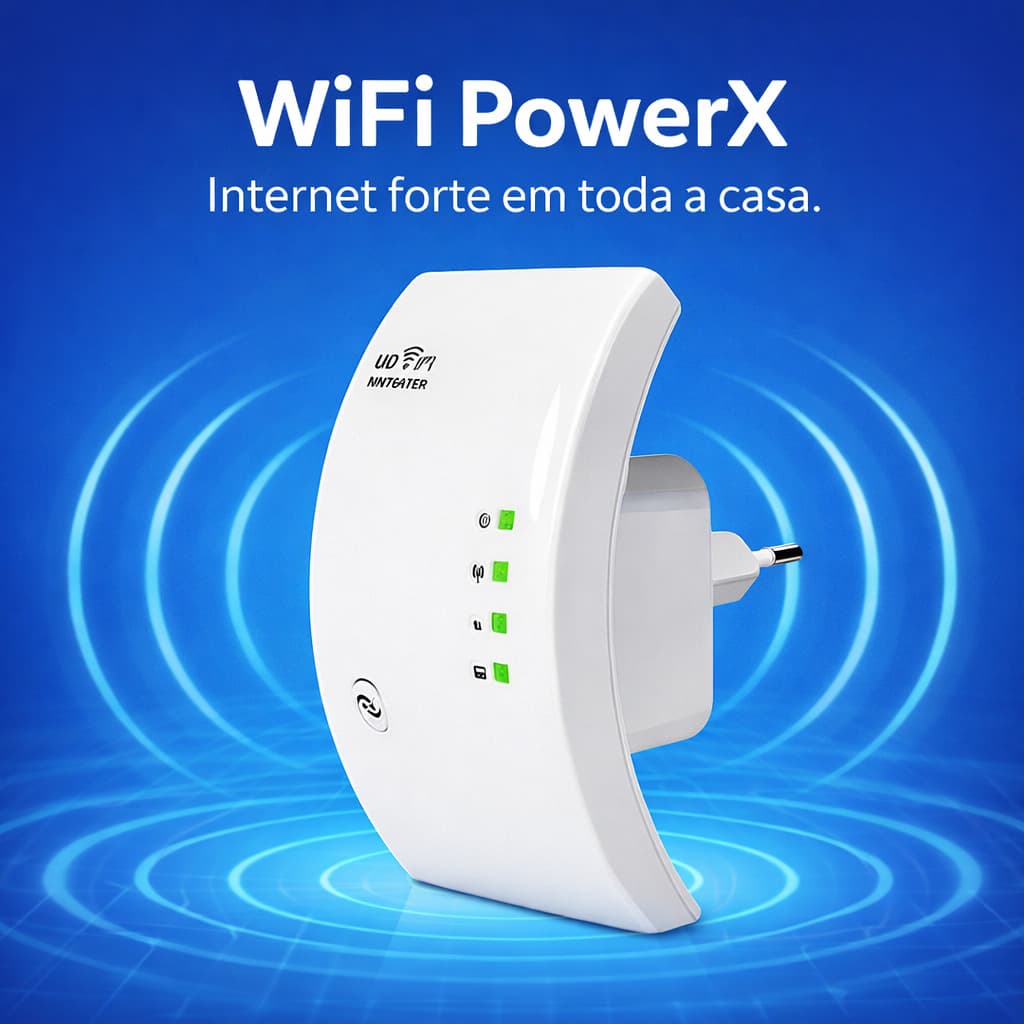 Repetidor WiFi PowerX 300Mbps 2.4GHz Amplificador de Sinal Wireless Bivolt WPS Expansor de Internet
