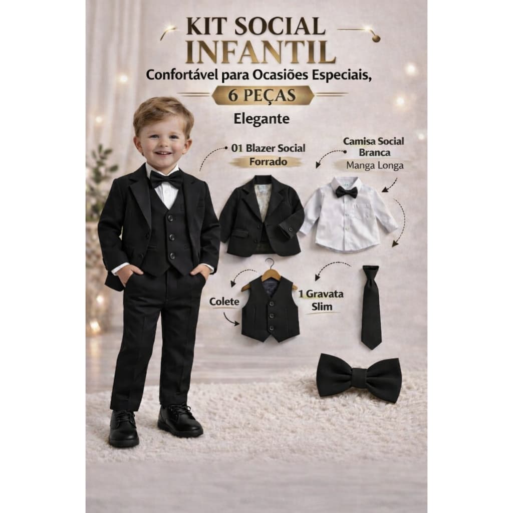 Conjunto terno social Blazer Paleto completo 6 peças