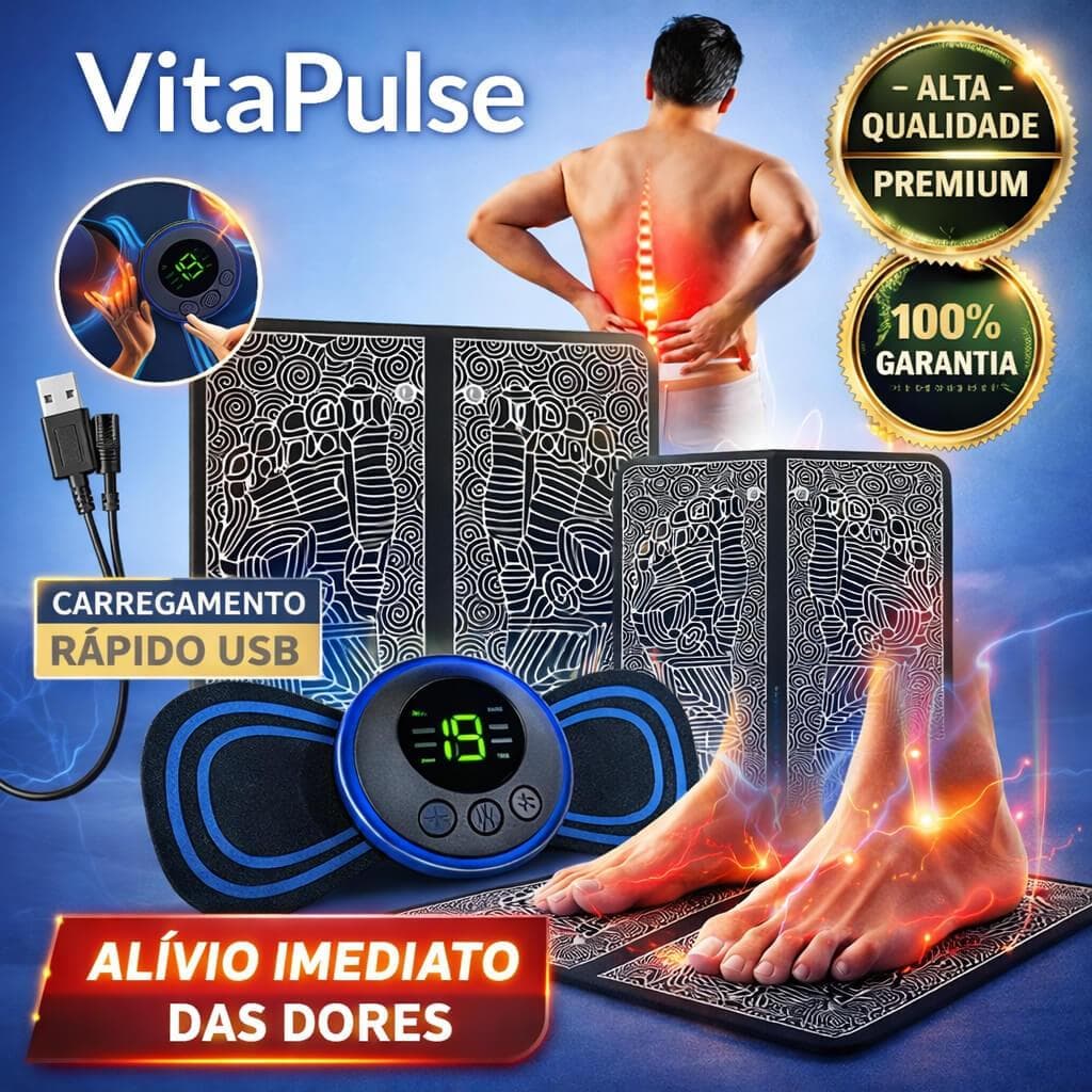 KIT MASSAGEM - Tapete e Massageador Elétrico - Dor nos Pés e Musculares
