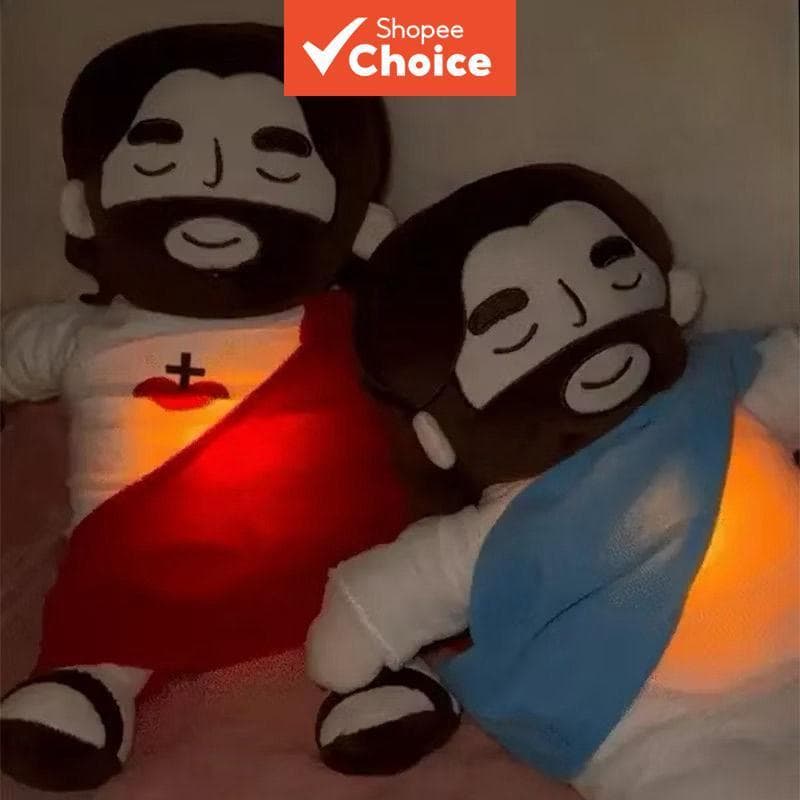 Urso Respirando com Luz, Música e Movimento de Pelúcia Jesus Que Respira e Toca Música Suave Ansiedade 37 cm CORES AVULS