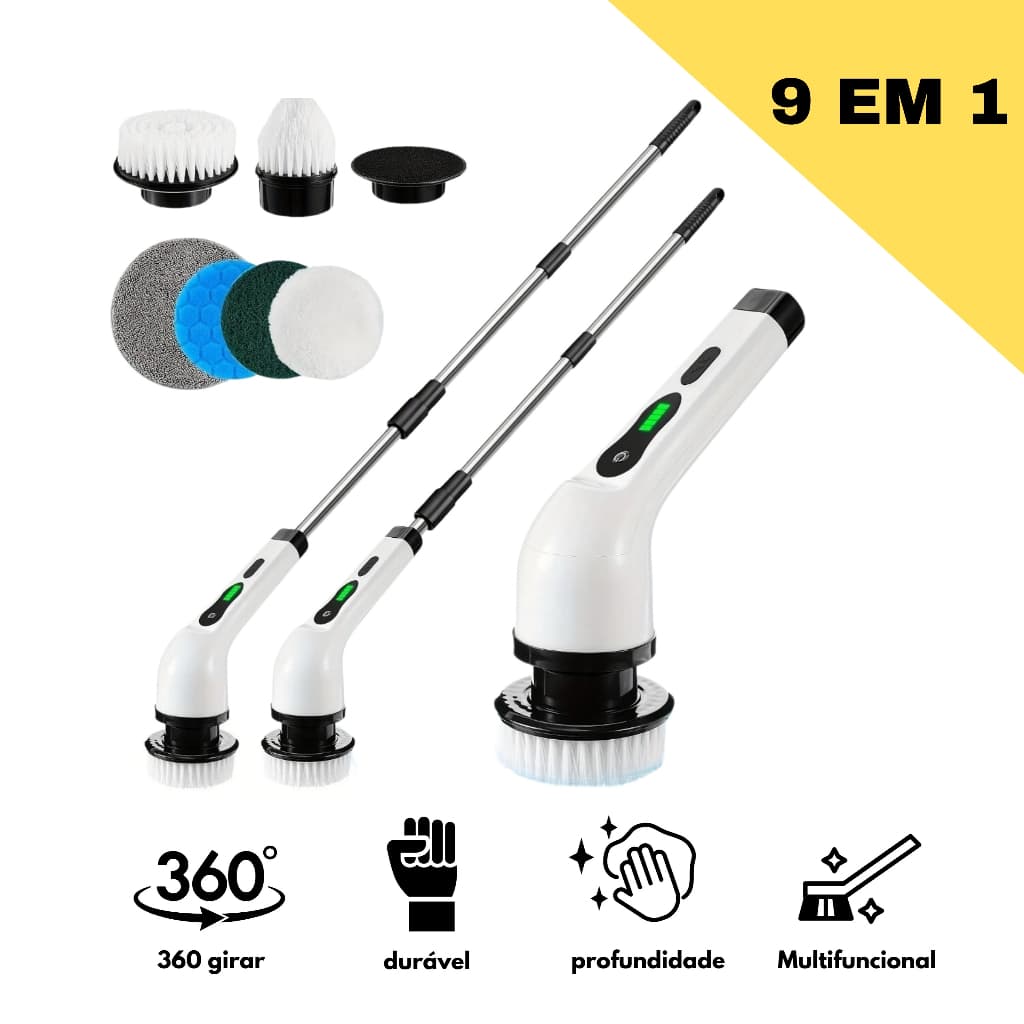 Escova De Limpeza elétrico Ajustável Janela Banheiro e Cozinha 7 em 1/ 9 em 1 Recarregável