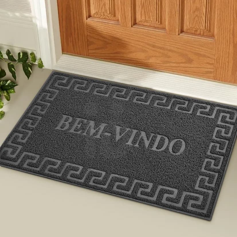 Tapete de Entrada Bem-Vindo com Base Antiderrapante 38x58cm | CAPACHO PORTA