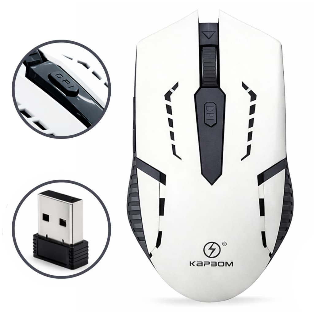 Mouse Sem Fio Wireless 2.4GHz 1600 DPI Ergonômico Gamer Kapbom