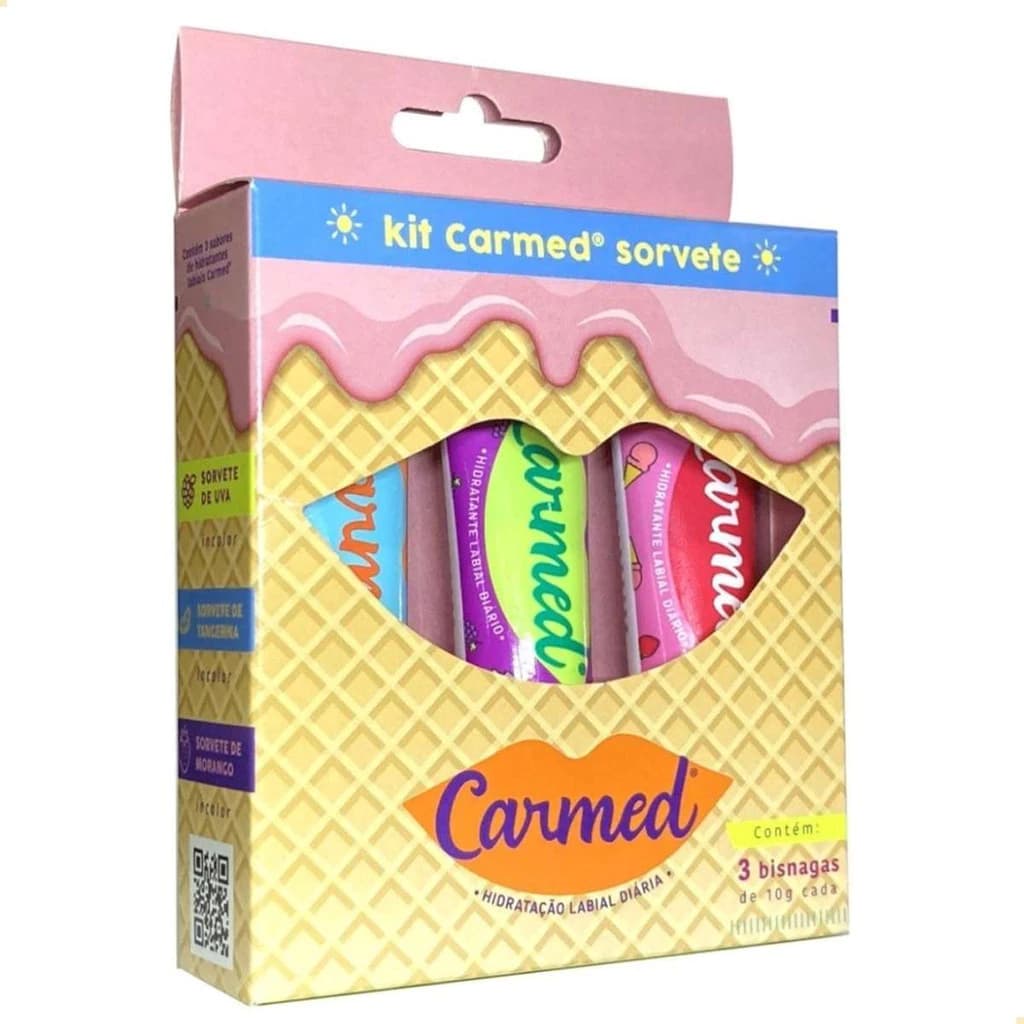 Kit Carmed Sorvete Verao Com 3 Bisnagas De 10g Cada