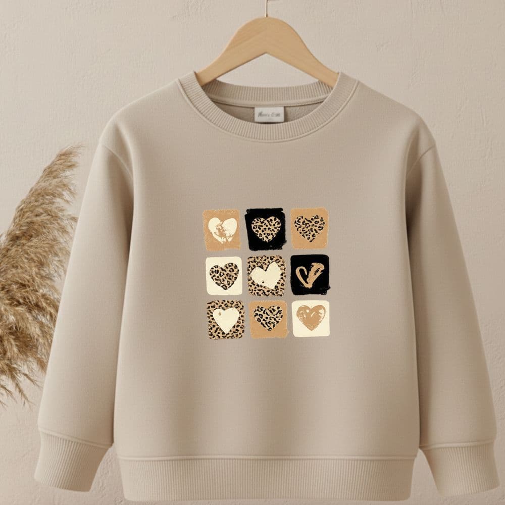 Moletom juvenil e infantil meninas corações onça blusa de frio careca premium