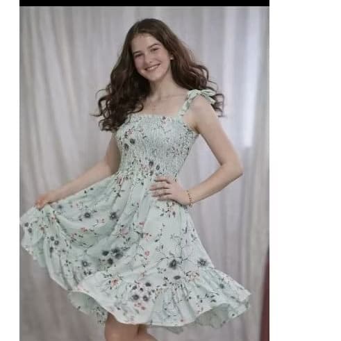 Vestido  midi Infanto Juvenil de alcinha  lastex Look de verão Feminino