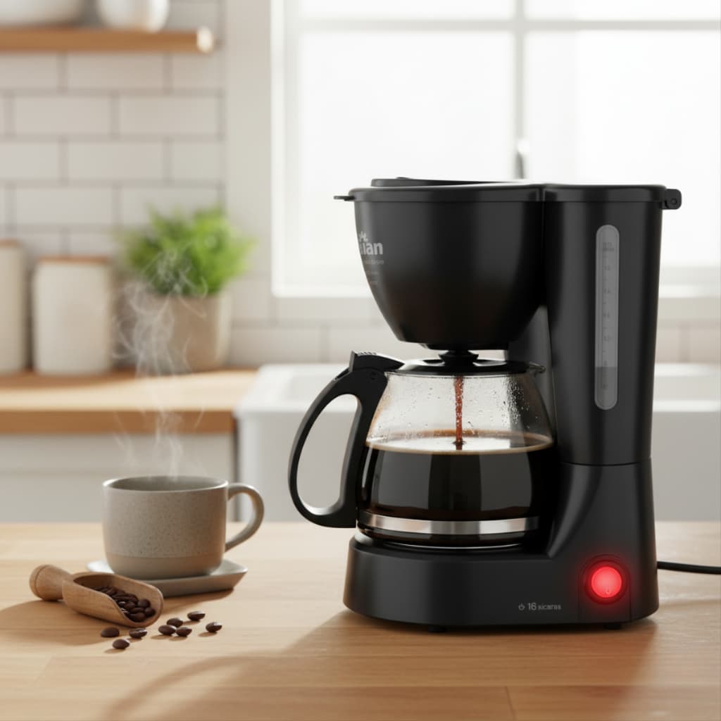 Cafeteira Elétrica 18 Xícaras Jarra Vidro Filtro Permanente Café Quente Máquina Café Preta