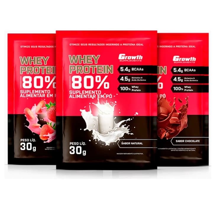 Dose Whey Protein Concentrado 80% Sachê Vários Sabores 22g Proteína por Dose