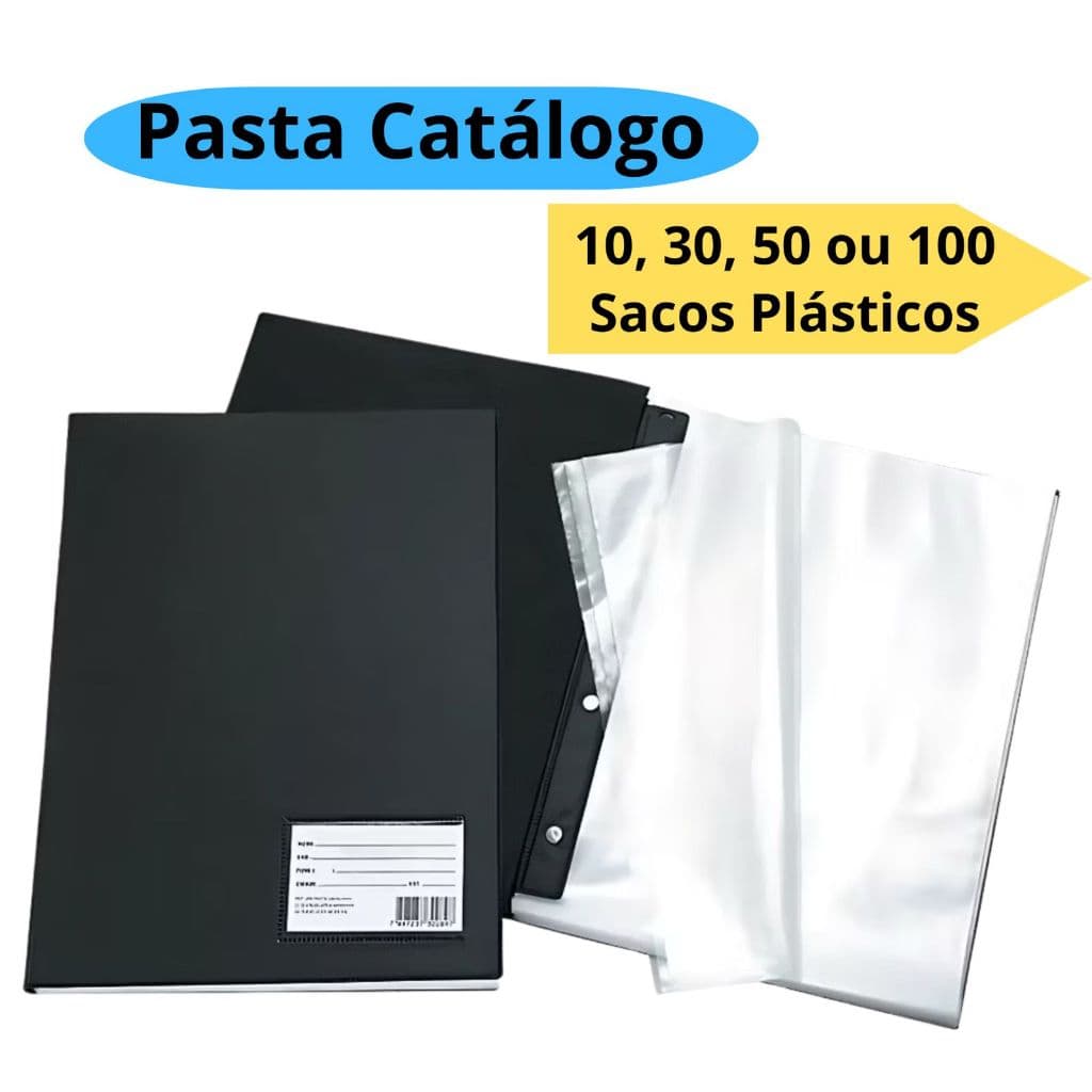 Pasta Catalogo 10, 30, 50 e 100 Sacos Plásticos Para Hino Cardápio Escolar ACP