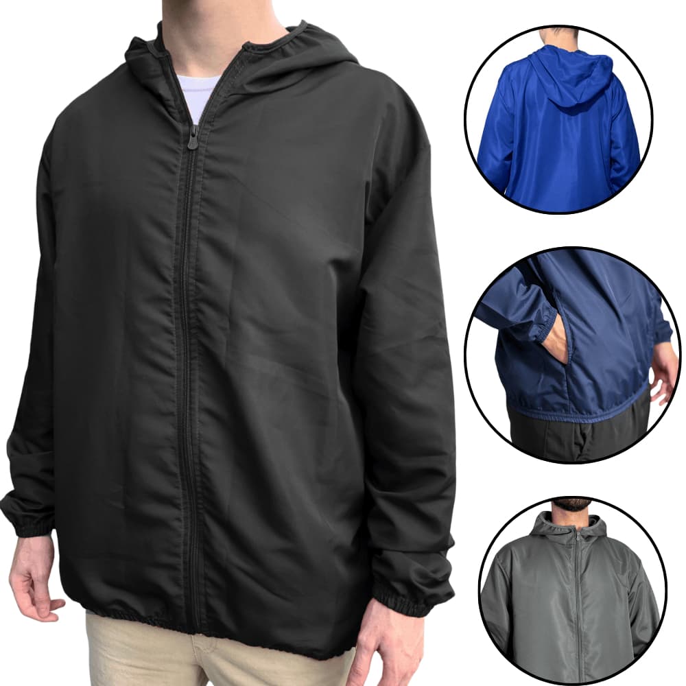 Jaqueta corta vento tactel 100% poliester térmica capuz, todos tamanhos adulto unissex motoqueiro ciclista
