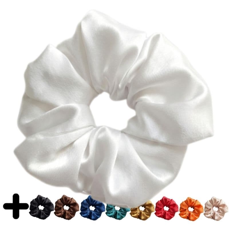 KITS 6, 12 e 24 Unidades Xuxinhas Scrunchie de Cetim Premium Com Elastano - Boa Fixação para Cabelos Lisos e Cacheados