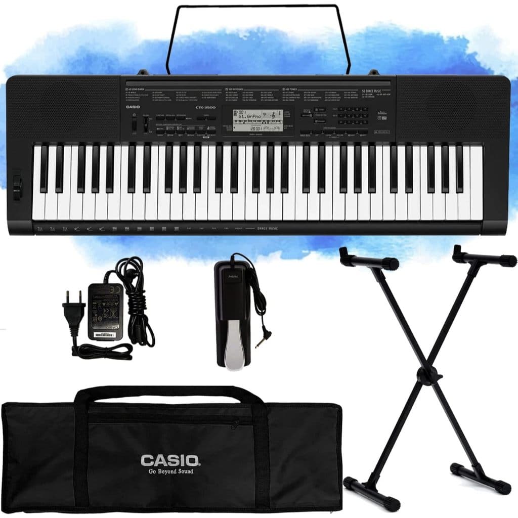 Kit Teclado Profissional Casio Ctk-3500 61 Teclas com Sensibilidade, Pedal Sustain, Suporte X e Capa