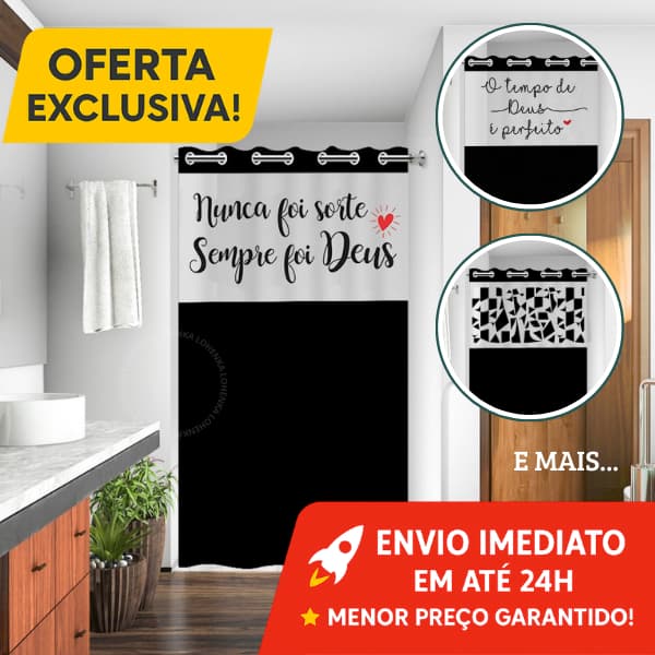 Cortina de Box para Banheiro com Visor e Frases PVC 100% com Ilhos Antimofo Moderna Várias Cores e Frases