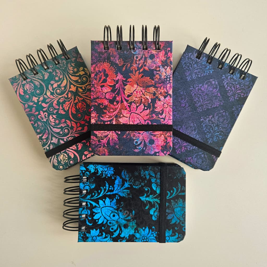 Mini Sketchbook Desenho e Aquarela 11x8cm - 300g Montval 40 folhas Floral Azul