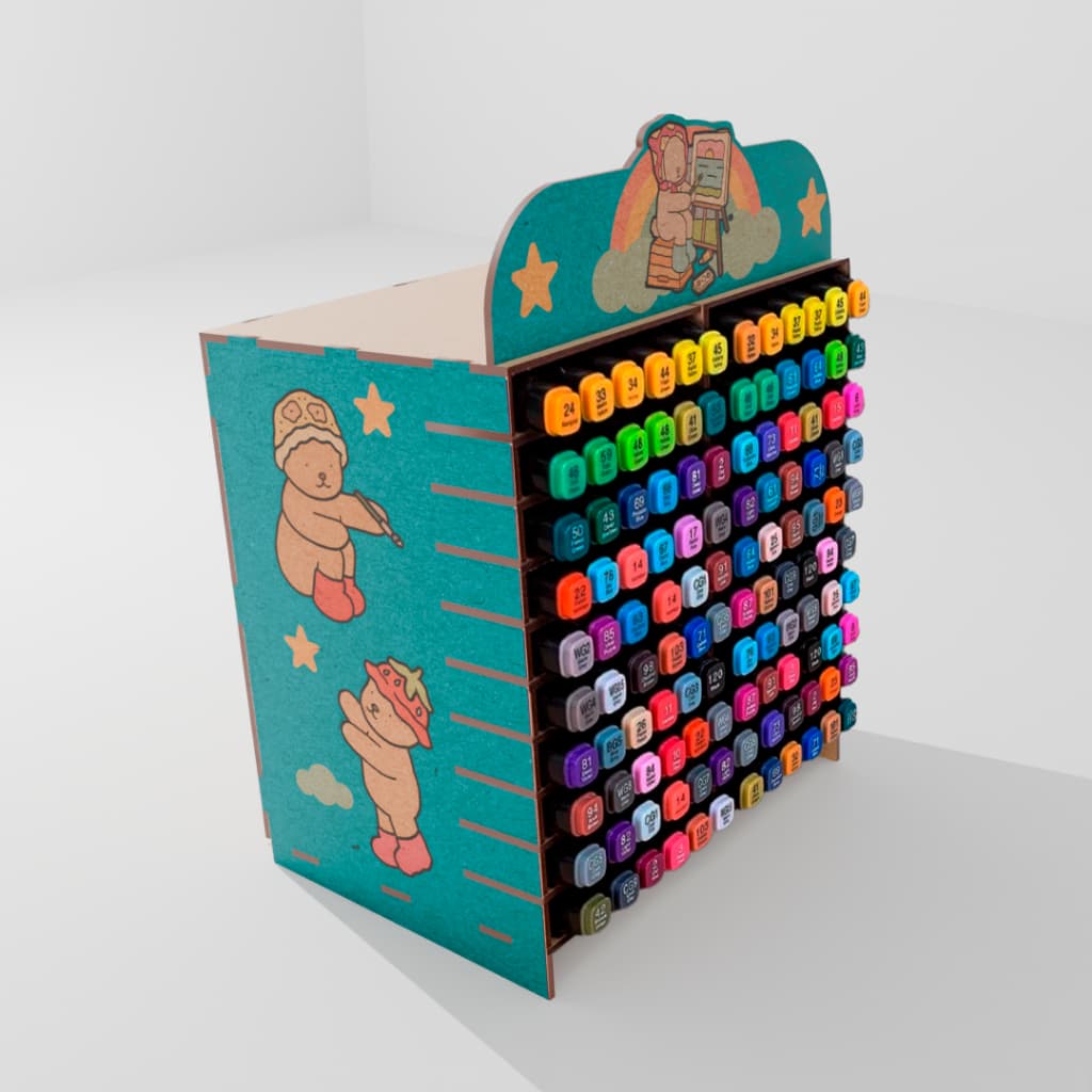 Porta Caneta Caixa Organizadora Suporte Marcadora Touch Copic 24/60/120/168 Canetas MDF