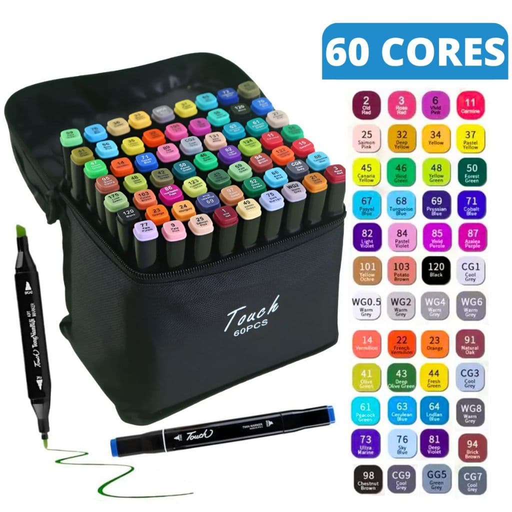 Kit Canetinhas Bobbie Goods 36/48/60/72/120 Cores Ponta Dupla Colorir