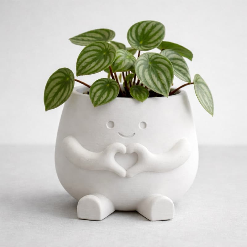 Vaso Decorativo Fofo com Mãos em Coração | Cachepot Minimalista para Suculentas e Plantas Pequenas