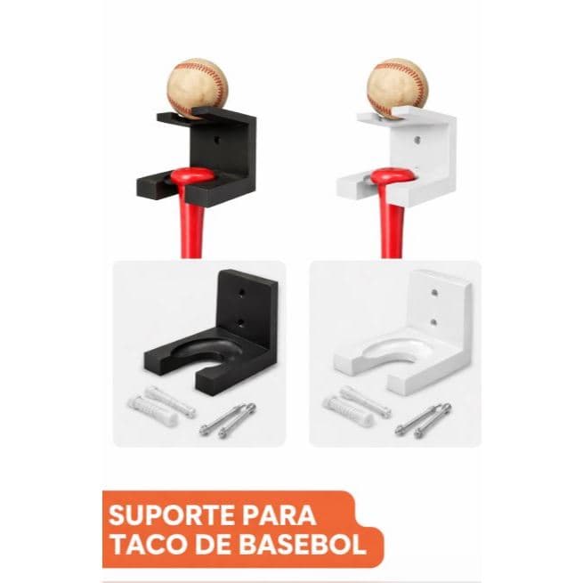 Suporte Para Taco de Beisebol-Bola | Organizador de Parede Resistente + Parafusos Inclusos