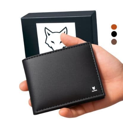 Carteira Masculina Couro Sintético Premium Preta Marrom Caramelo - Caixa Elegante Alpha