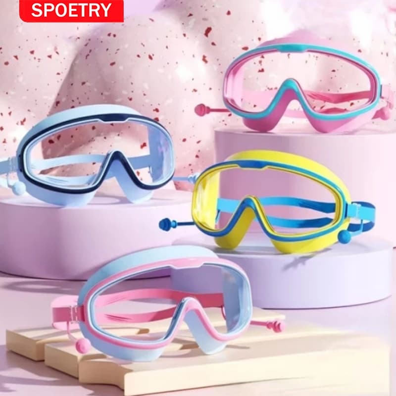 BR- Óculos De Natação Para Crianças Antiembaçante Óculos Natação Infantil Com Protetor Auricular HD Óculos Natação
