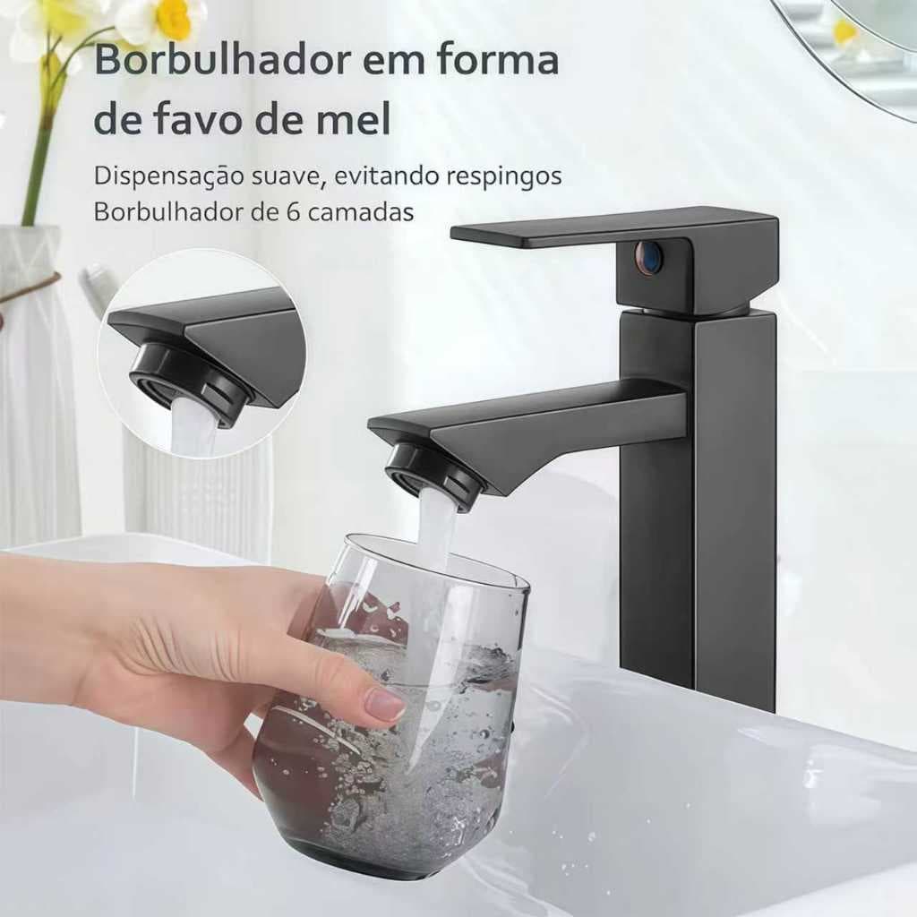 Torneira de água fria para banheiro em aço inoxidável Preto/Prata FABN