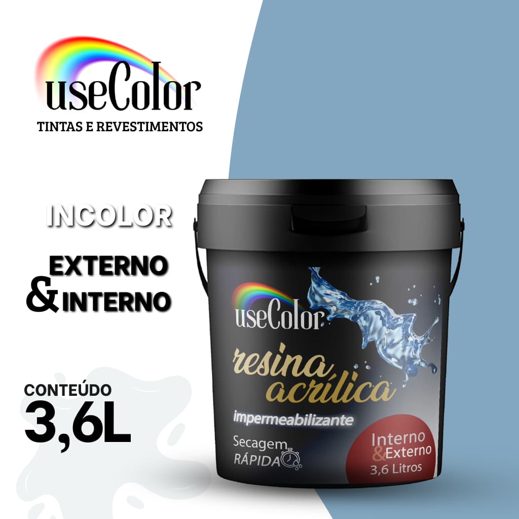 Resina Acrílica 3,6L Incolor Impermeabilizante Base Água Secagem  Rápida Multiuso
