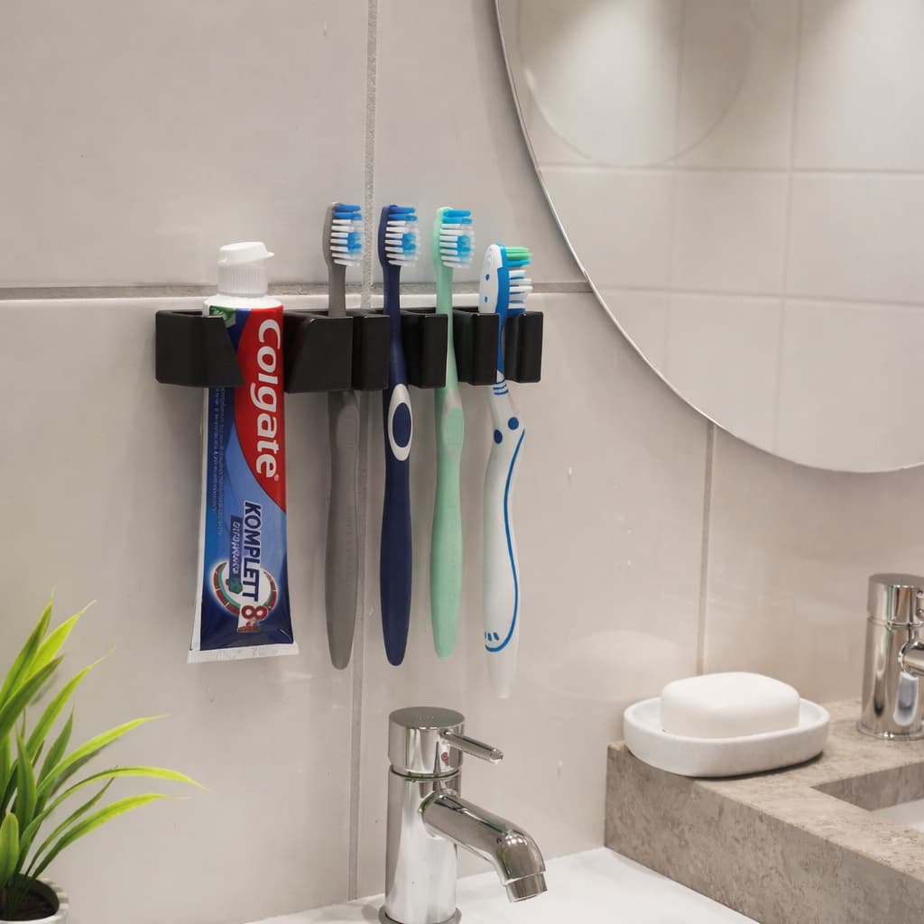 Suporte de Escova de Dente e Pasta - Organizador de Parede para Banheiro - Porta Escova - Fita Dupla Face sem Parafusos