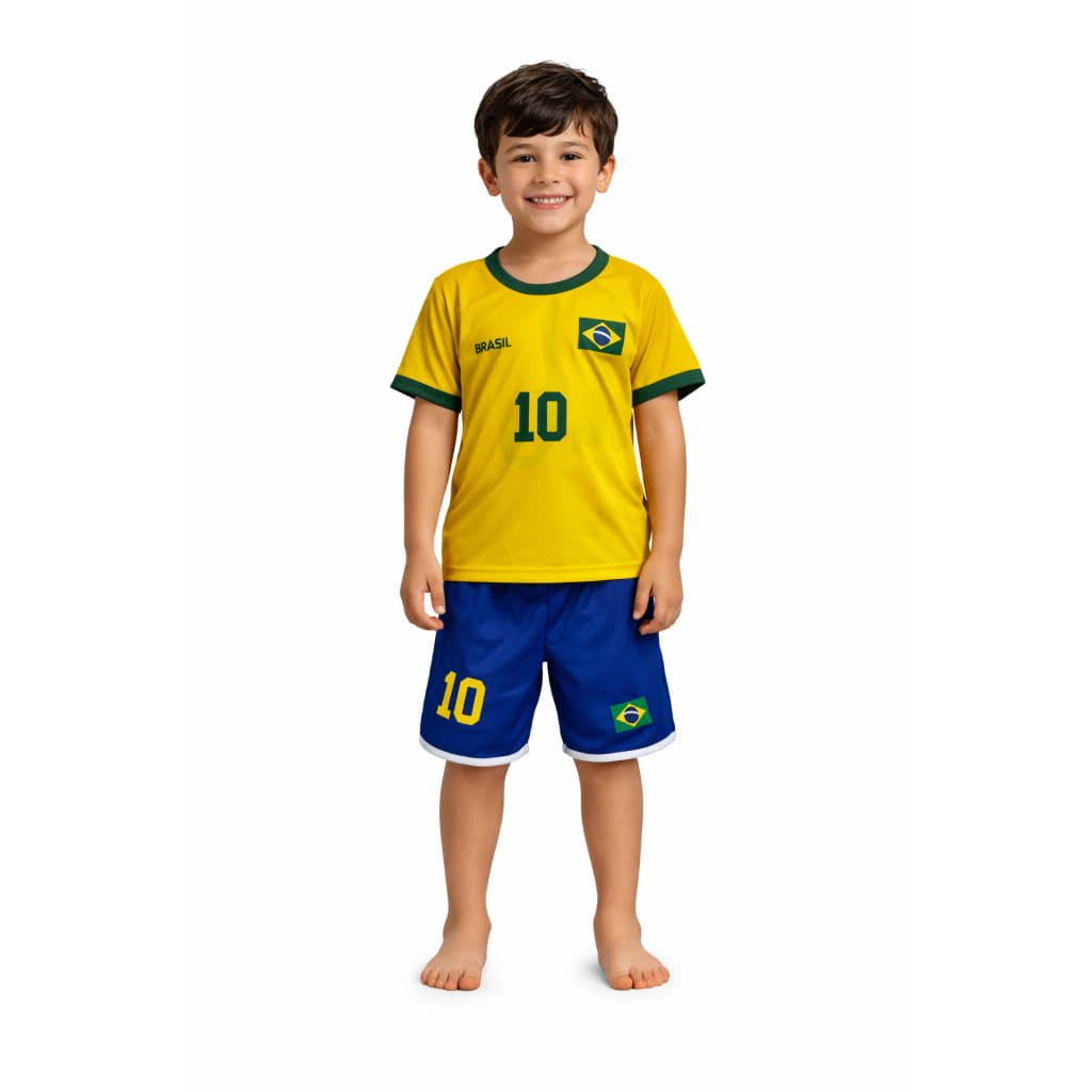 Conjunto Infantil do Brasil – Camiseta + Bermuda Uniforme Copa
