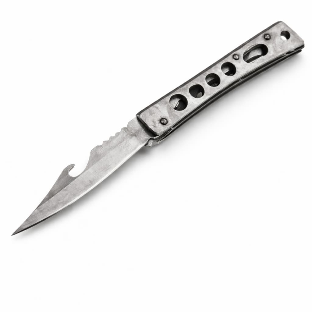 Canivete Tático 15cm Aço Inox Cabo Metal Dobrável Pesca Camping