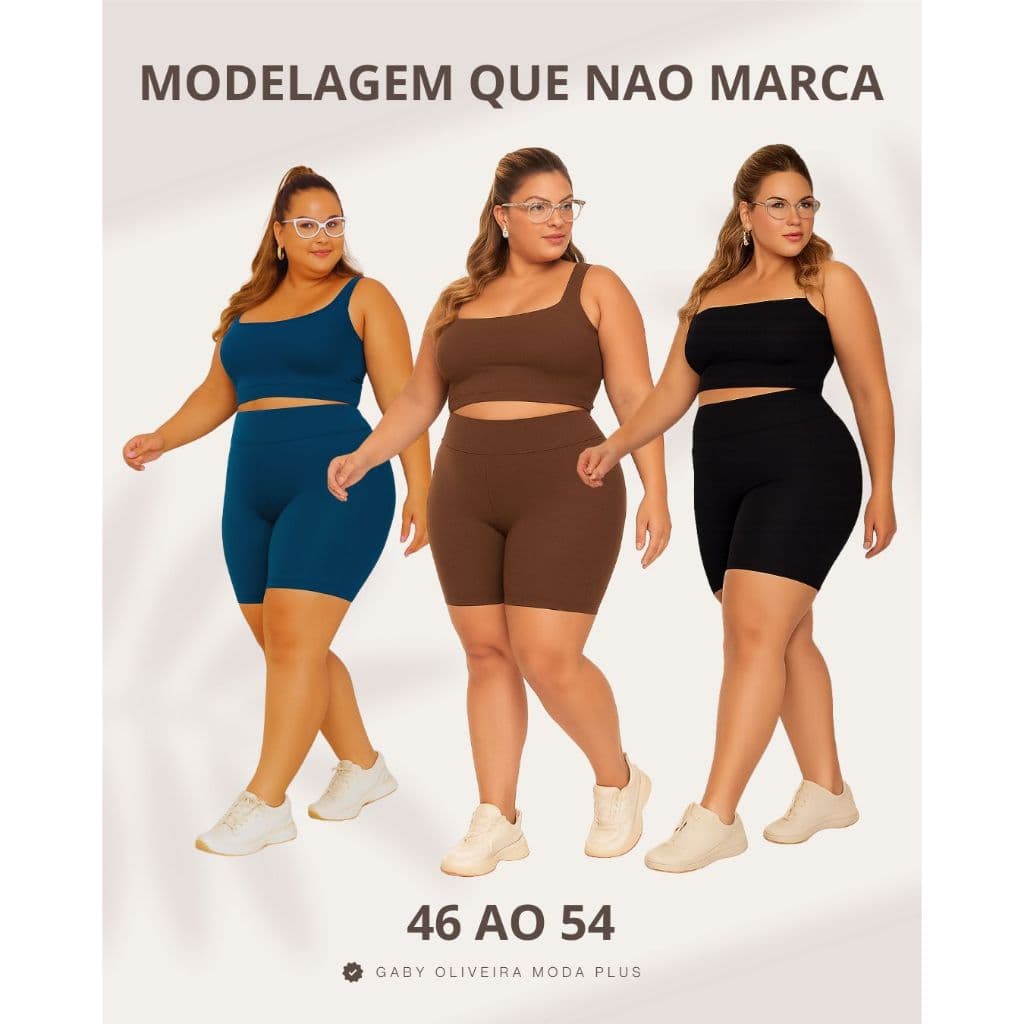Conjunto Bermuda Fitness e Cropped Plus Size Alta Compressão Envio Rapido