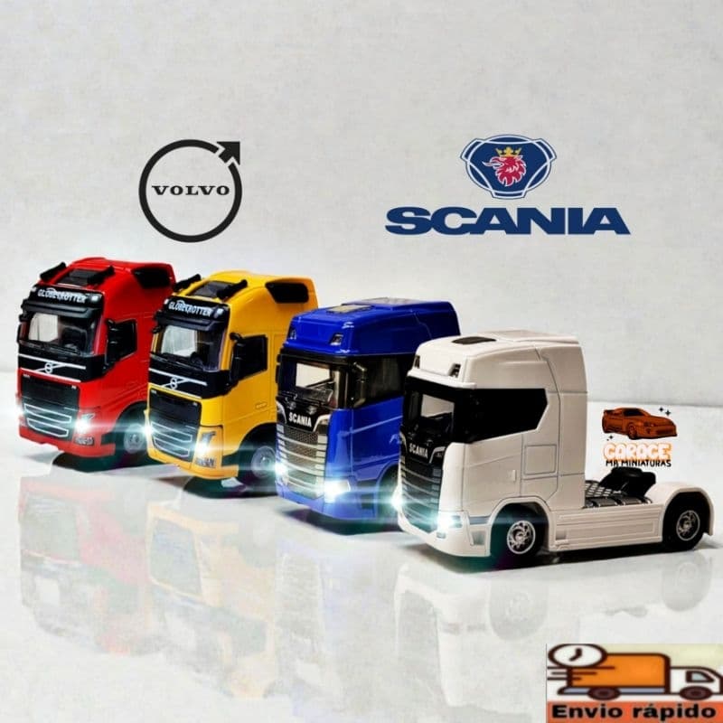 Miniatura de Ferro Caminhão Volvo/Scania Fricção Coleção Diecast Metal
