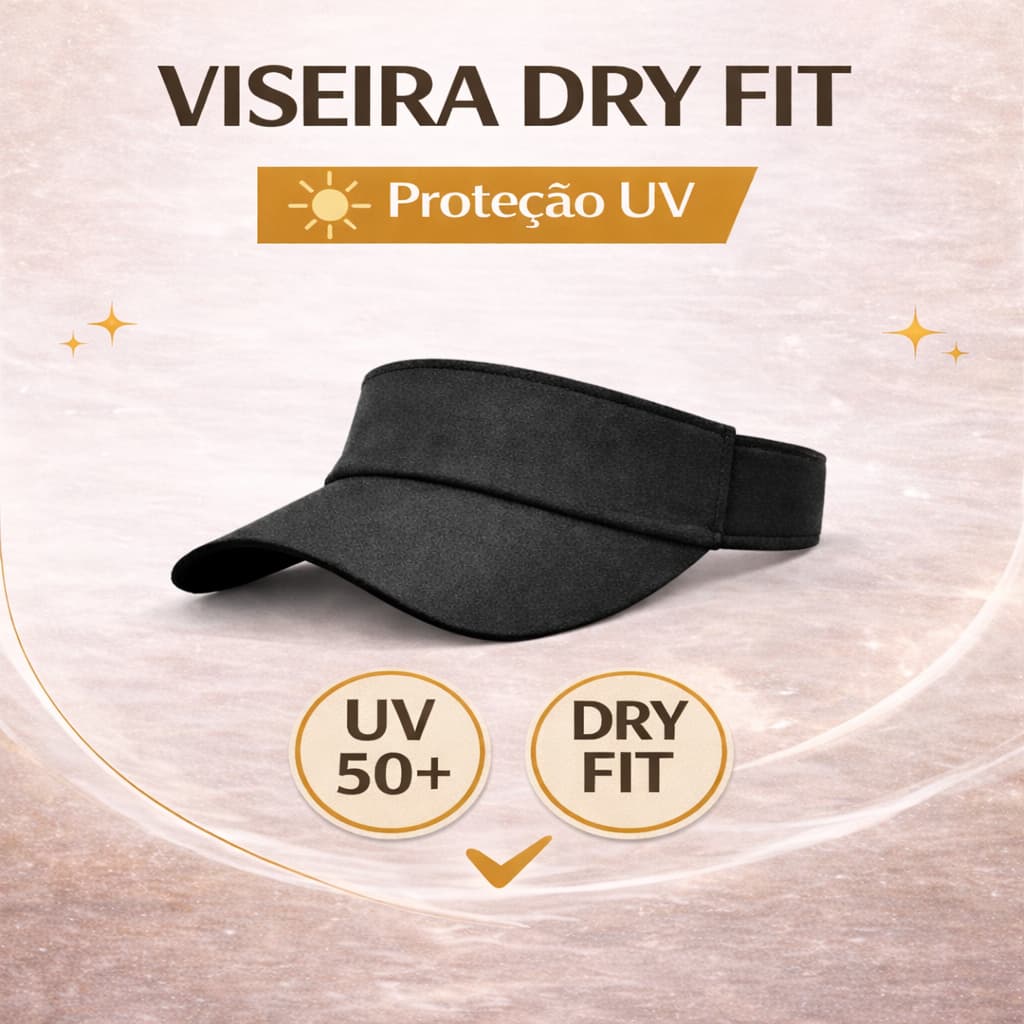 Viseira Feminina Esportiva Dry Fit Proteção Solar UV Ajustável Academia Corrida Fitness