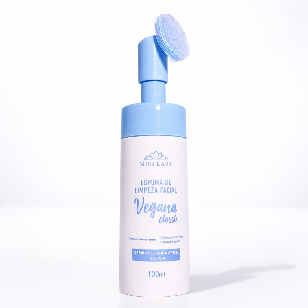 ESPUMA DE LIMPEZA FACIAL com Aplicador Escova Silicone Vegana 100ml