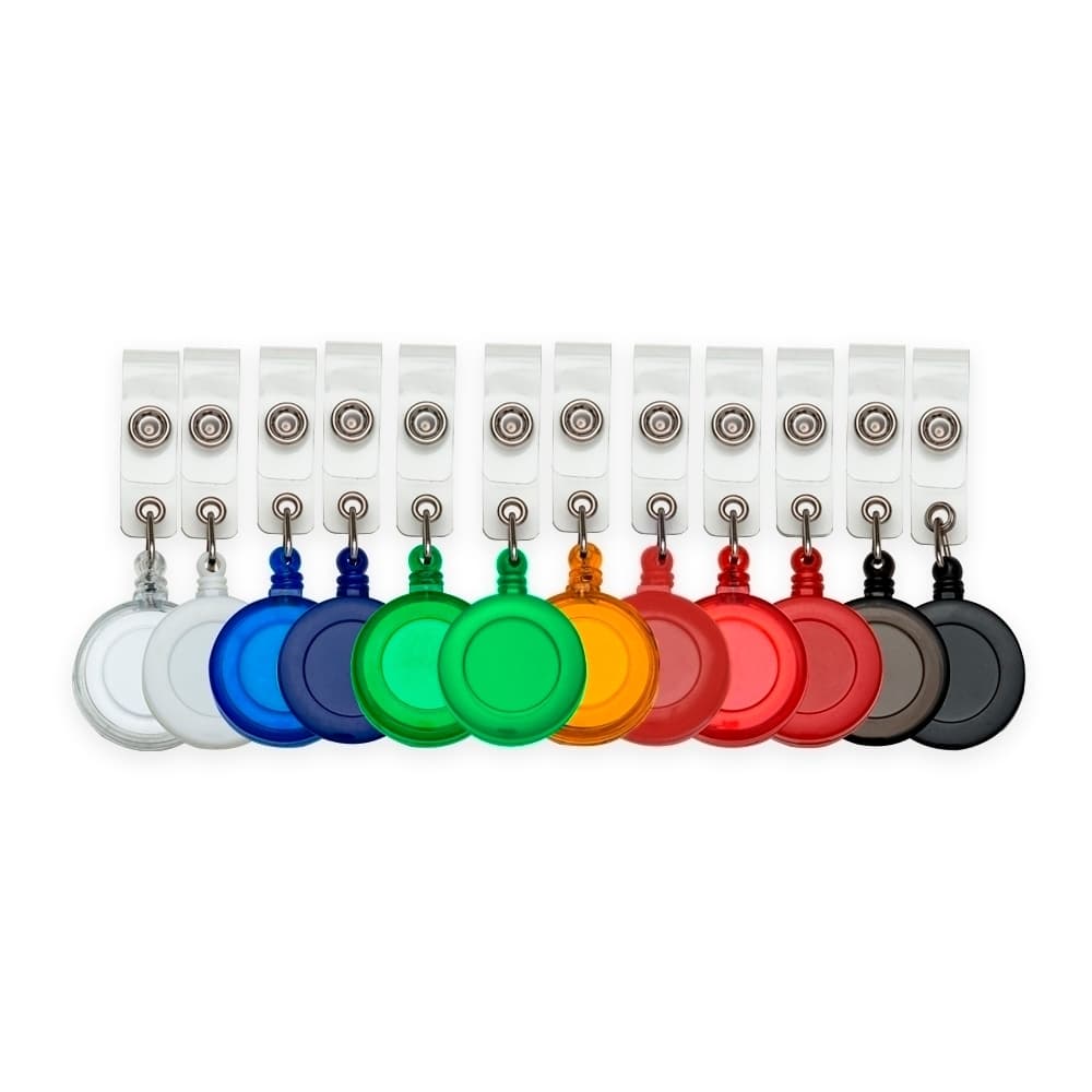 Porta Crachá retrátil Roller clips diversas cores nylon presilha metálica alça plástica com botão