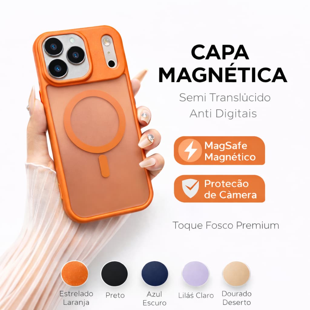 Capa Magsafe Para iPhone 11 12 13 14 15 16 17 Pro Max / 17 Air / 16E Magnética Fosca Translúcida